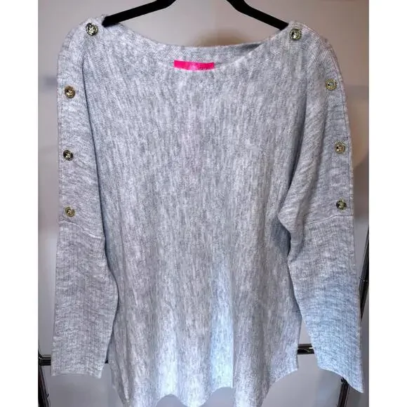 Lilly Pulitzer Gray Knit Sweater with Button Details - Picture 1 of 5
